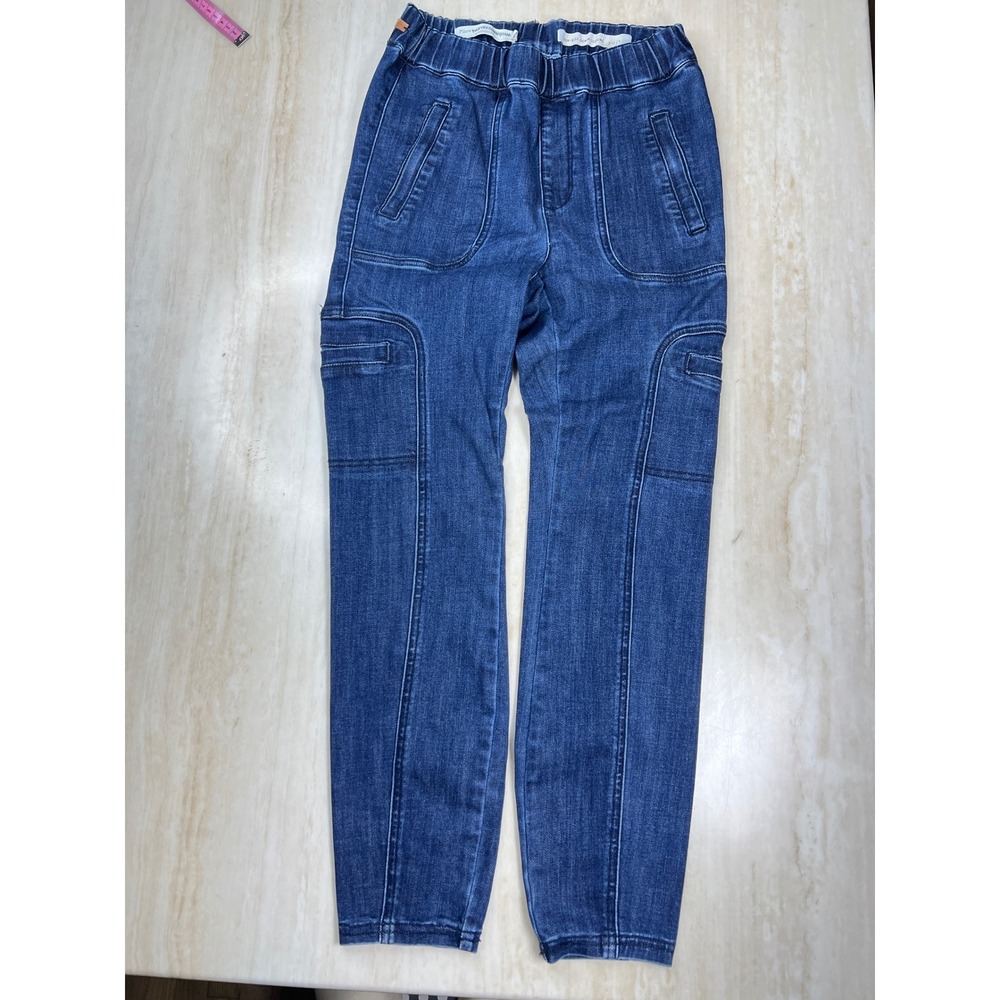 Pilcro Anthropologie High Rise Denim Legging Cargo Jeans Dark Wash Small A36 - Picture 6 of 14